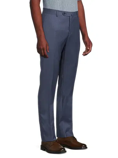 Saks Fifth Avenue Men's COLLECTION Basic Wool Dress Trousers - Denim | Thumbnail 4