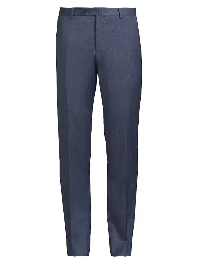 Saks Fifth Avenue Men's COLLECTION Basic Wool Dress Trousers - Denim