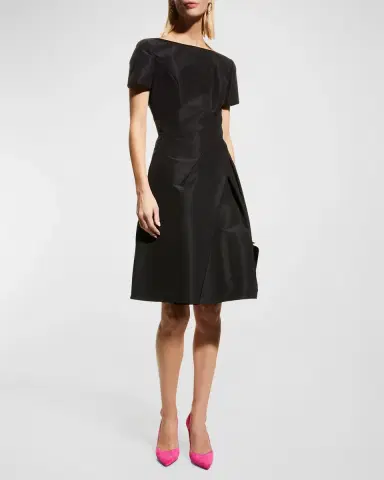 Carolina Herrera Icon Bateau Neck Short-Sleeve Dress | Thumbnail 3