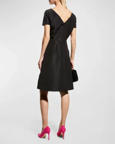 Carolina Herrera Icon Bateau Neck Short-Sleeve Dress | Thumbnail 4