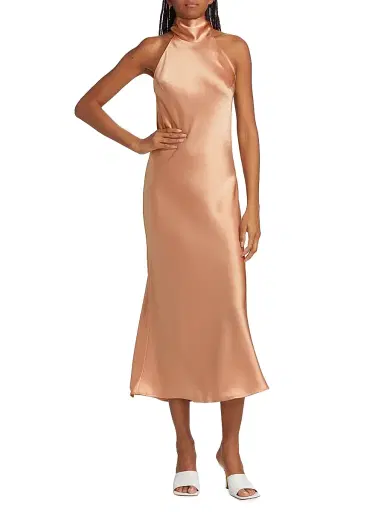 GALVAN LONDON Women's Sienna Satin Halter Neck Gown - Nude - Size 10 | Thumbnail 2 GALVAN LONDON Women's Sienna Satin Halter Neck Gown - Nude - Size 10 | Thumbnail 2