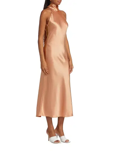 GALVAN LONDON Women's Sienna Satin Halter Neck Gown - Nude - Size 10 | Thumbnail 3 GALVAN LONDON Women's Sienna Satin Halter Neck Gown - Nude - Size 10 | Thumbnail 3