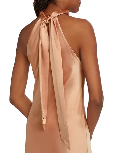 GALVAN LONDON Women's Sienna Satin Halter Neck Gown - Nude - Size 10 | Thumbnail 6 GALVAN LONDON Women's Sienna Satin Halter Neck Gown - Nude - Size 10 | Thumbnail 6