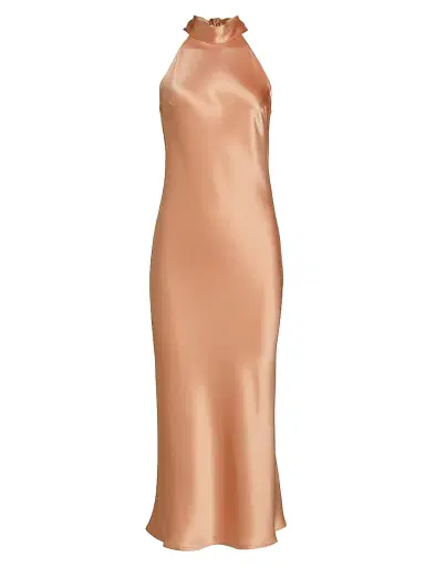 GALVAN LONDON Women's Sienna Satin Halter Neck Gown - Nude - Size 10 | Thumbnail 1 GALVAN LONDON Women's Sienna Satin Halter Neck Gown - Nude - Size 10 | Thumbnail 1