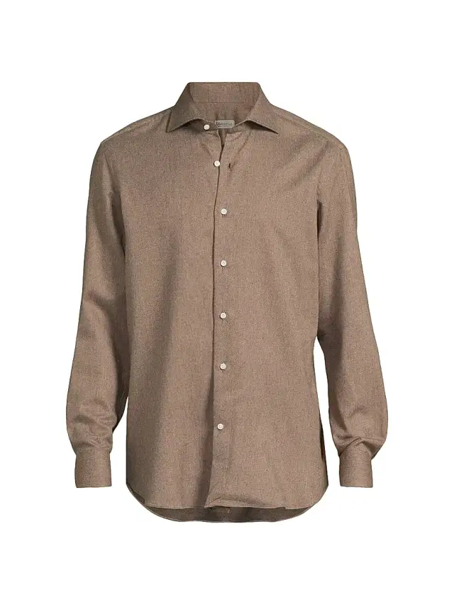 Sartorio Napoli Men's Classic Cotton Button-Front Shirt - Brown