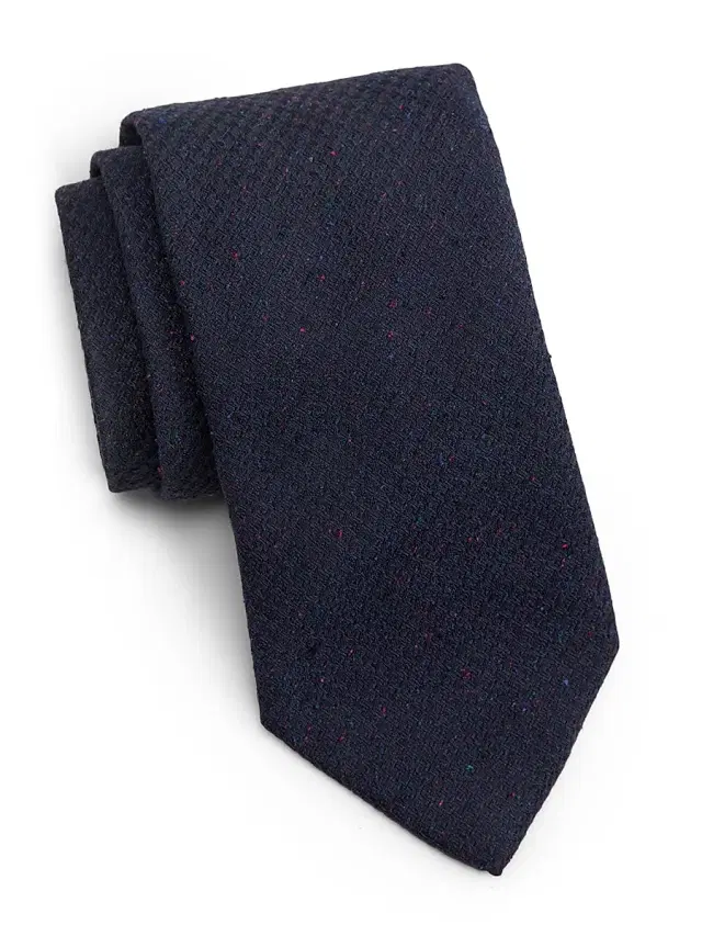Men's Houndstooth Silk Tie - Navy
