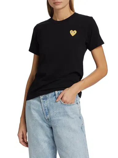 Comme des Garçons PLAY Women's Embroidered Heart T-Shirt - Black - Size XS | Thumbnail 2 Comme des Garçons PLAY Women's Embroidered Heart T-Shirt - Black - Size XS | Thumbnail 2