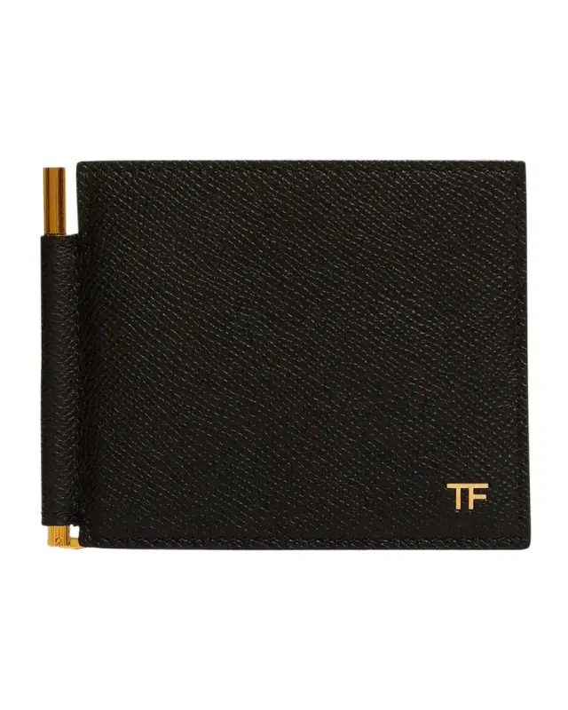 TOM FORD Men 's Leather T-Line Money Clip Wallet