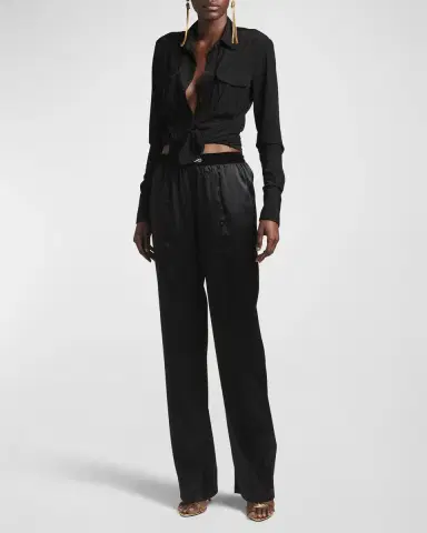 Tom Ford Logo-Banded Silk PJ Pants | Thumbnail 2 Tom Ford Logo-Banded Silk PJ Pants | Thumbnail 2
