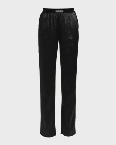 Tom Ford Logo-Banded Silk PJ Pants | Thumbnail 4 Tom Ford Logo-Banded Silk PJ Pants | Thumbnail 4