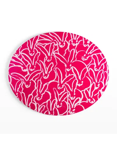 Hunt Slonem Rabbit Run Round Lacquer Placemat, Pink | Thumbnail 2