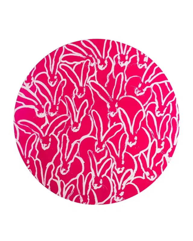 Hunt Slonem Rabbit Run Round Lacquer Placemat, Pink