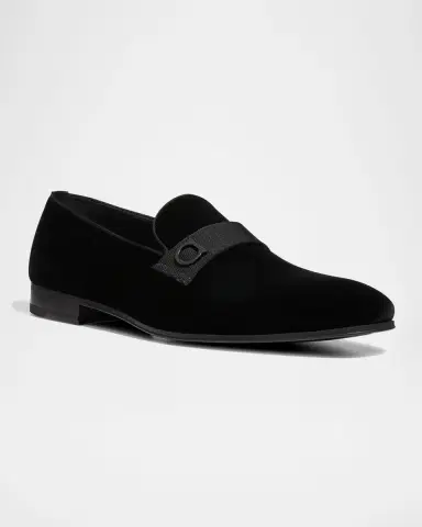 Ferragamo Men's Lapo Velvet Loafers | Thumbnail 2 Ferragamo Men's Lapo Velvet Loafers | Thumbnail 2