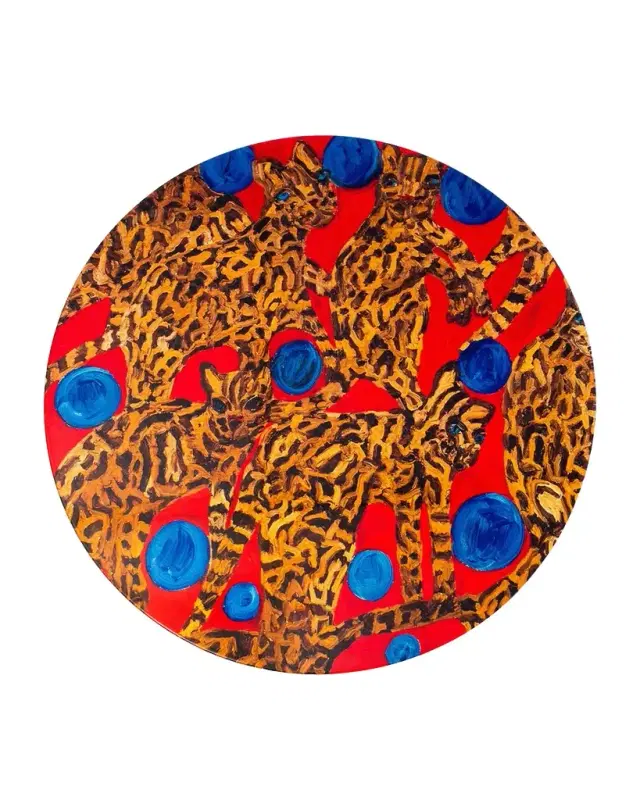 Hunt Slonem Blue Pearls Ocelot Lacquered Placemat