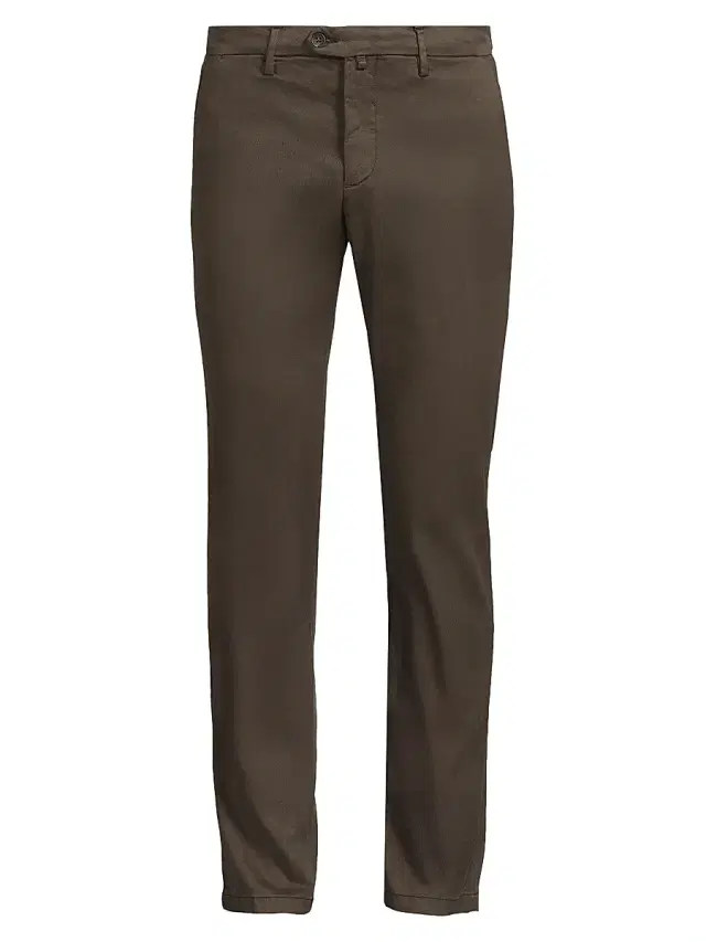 Sartorio Napoli Men's Stretch Flat-Front Trousers - Dark Brown