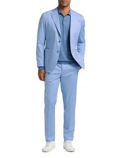 Saks Fifth Avenue Men's Stretch Cotton Poplin Two-Button Slim-Fit Suit - Light Blue - Size 48 | Thumbnail 2
