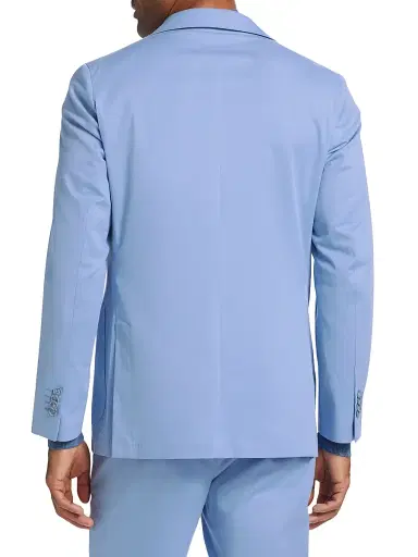 Saks Fifth Avenue Men's Stretch Cotton Poplin Two-Button Slim-Fit Suit - Light Blue - Size 48 | Thumbnail 6