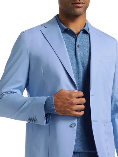 Saks Fifth Avenue Men's Stretch Cotton Poplin Two-Button Slim-Fit Suit - Light Blue - Size 48 | Thumbnail 7