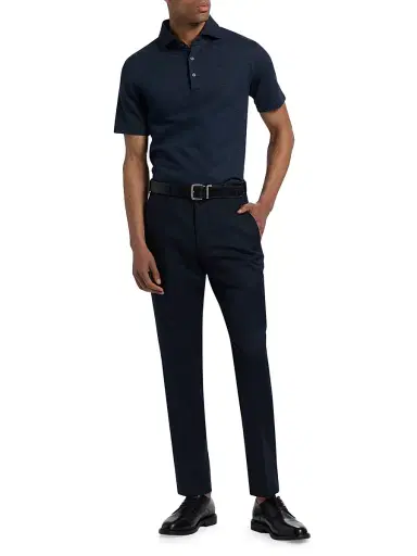 Saks Fifth Avenue Men's COLLECTION Basic Wool Dress Trousers - Navy | Thumbnail 2
