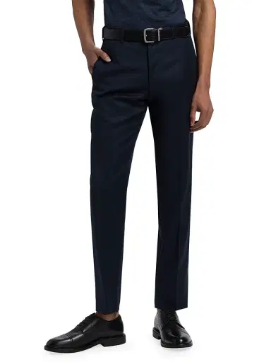 Saks Fifth Avenue Men's COLLECTION Basic Wool Dress Trousers - Navy | Thumbnail 3