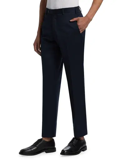 Saks Fifth Avenue Men's COLLECTION Basic Wool Dress Trousers - Navy | Thumbnail 4