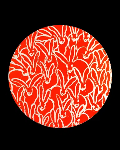 Hunt Slonem Rabbit Run Round Lacquer Placemat, Orange | Thumbnail 2
