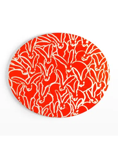 Hunt Slonem Rabbit Run Round Lacquer Placemat, Orange | Thumbnail 3