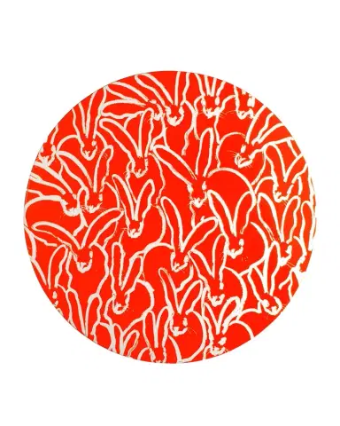 Hunt Slonem Rabbit Run Round Lacquer Placemat, Orange | Thumbnail 1