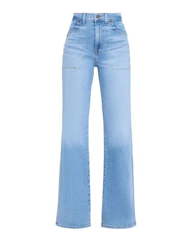 Veronica Beard Crosbie Wide-Leg Jeans with Pocket Details