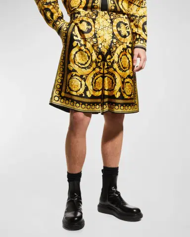 Versace Men's Silk Barocco Shorts | Thumbnail 2