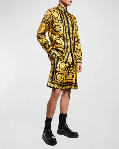 Versace Men's Silk Barocco Shorts | Thumbnail 3