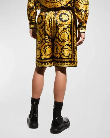 Versace Men's Silk Barocco Shorts | Thumbnail 4