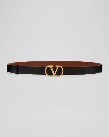 Valentino Garavani VLogo Leather Belt, 20mm | Thumbnail 2