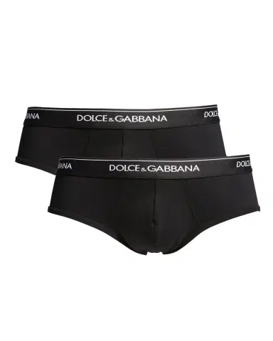 Dolce & Gabbana Men's Two-Pack Jersey Stretch Logo Briefs | Thumbnail 3
