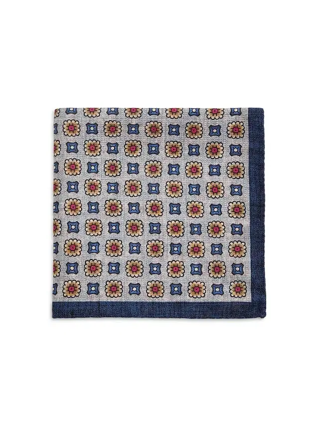 Saks Fifth Avenue Men's COLLECTION Floral Silk Pocket Square - Grey