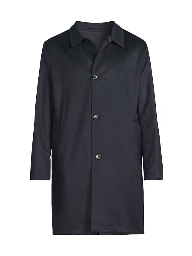 Men's Nylon-Cashmere Reversible Raincoat - Cornflower Blue