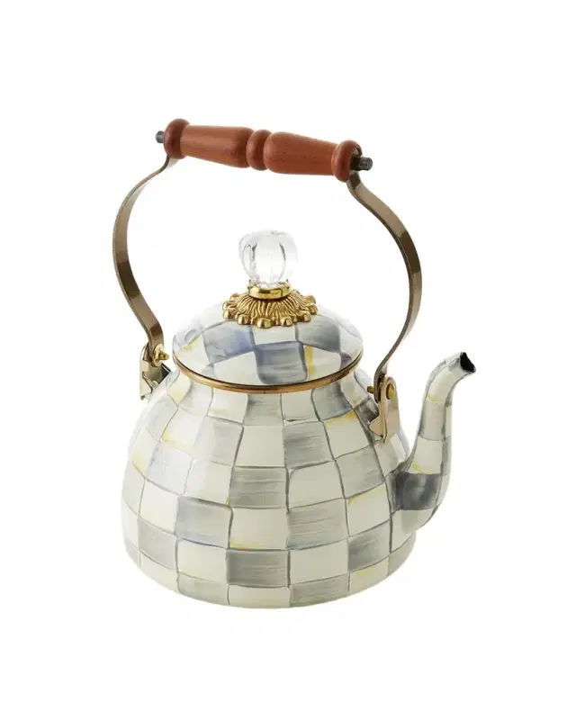 MacKenzie-Childs Sterling Check Tea Kettle, 2qt.