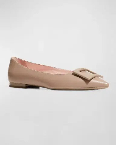 Roger Vivier Gommettine Leather Buckle Ballerina Flats | Thumbnail 2