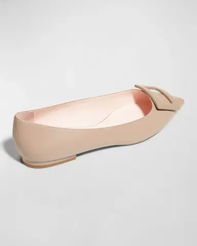 Roger Vivier Gommettine Leather Buckle Ballerina Flats | Thumbnail 3