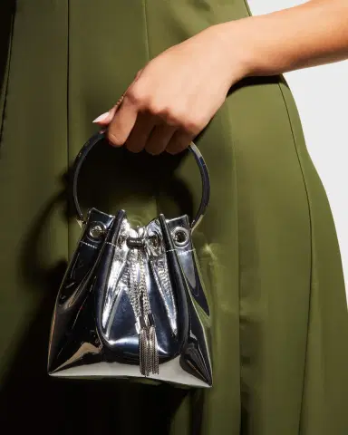 Jimmy Choo Bon Bon Mirror Fabric with Metal Handle | Thumbnail 5 Jimmy Choo Bon Bon Mirror Fabric with Metal Handle | Thumbnail 5