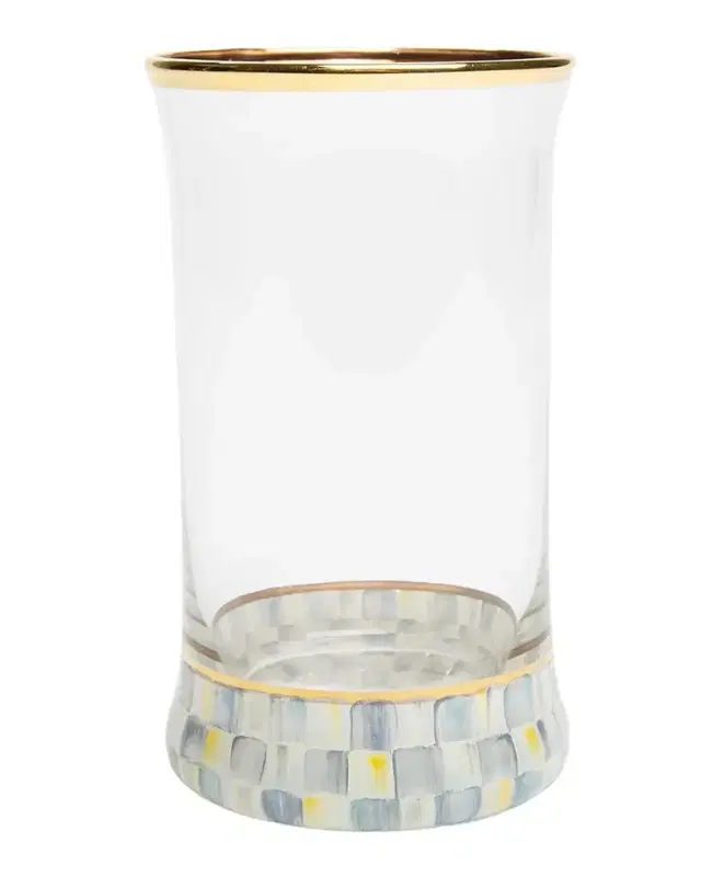 MacKenzie-Childs Sterling Check Highball Glass