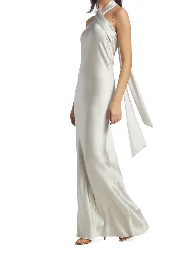 GALVAN LONDON Women's Pandora Asymmetrical Bias Cut Dress - Platinum - Size 6 | Thumbnail 2 GALVAN LONDON Women's Pandora Asymmetrical Bias Cut Dress - Platinum - Size 6 | Thumbnail 2