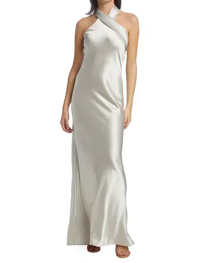 GALVAN LONDON Women's Pandora Asymmetrical Bias Cut Dress - Platinum - Size 6 | Thumbnail 3 GALVAN LONDON Women's Pandora Asymmetrical Bias Cut Dress - Platinum - Size 6 | Thumbnail 3