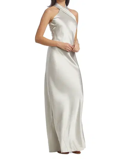 GALVAN LONDON Women's Pandora Asymmetrical Bias Cut Dress - Platinum - Size 6 | Thumbnail 4 GALVAN LONDON Women's Pandora Asymmetrical Bias Cut Dress - Platinum - Size 6 | Thumbnail 4