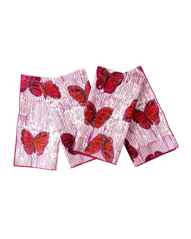 Hunt Slonem Pretty in Pink Cotton Dinner Napkin