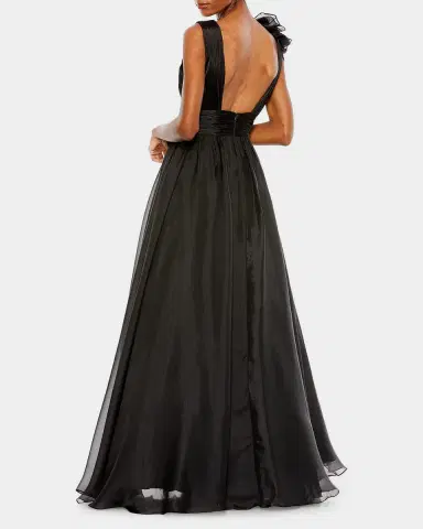 Mac Duggal Sleeveless Deep V-Neck Ruffle Gown | Thumbnail 2