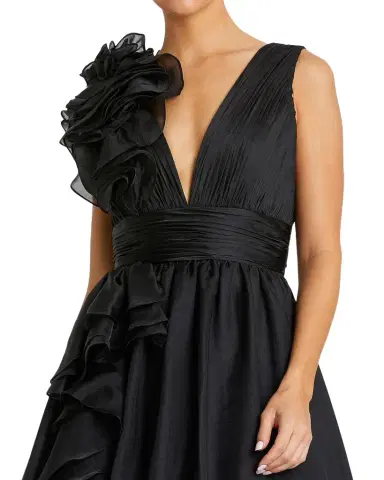 Mac Duggal Sleeveless Deep V-Neck Ruffle Gown | Thumbnail 1