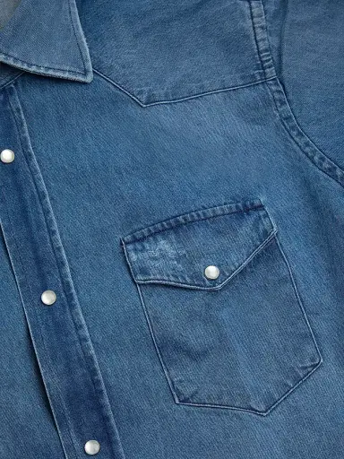 Sartorio Napoli Men's Denim Snap-Front Shirt - Light Denim - Size 16.5 | Thumbnail 3