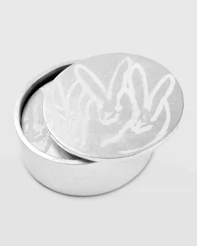 Hunt Slonem Silver Leaf Bunny Coaster Box - 4 Coasters | Thumbnail 2