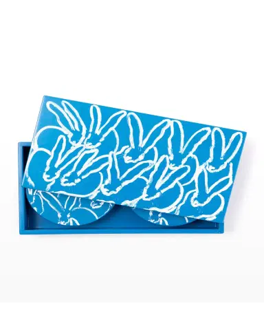 Hunt Slonem Blue Bunny Lacquer Coaster Box Set - 6 Coasters | Thumbnail 3 Hunt Slonem Blue Bunny Lacquer Coaster Box Set - 6 Coasters | Thumbnail 3